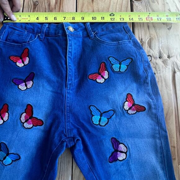 Unbranded Jeans Womens Size M Multicolor Butterfly Embroidery Flare Patchwork - Picture 15 of 16